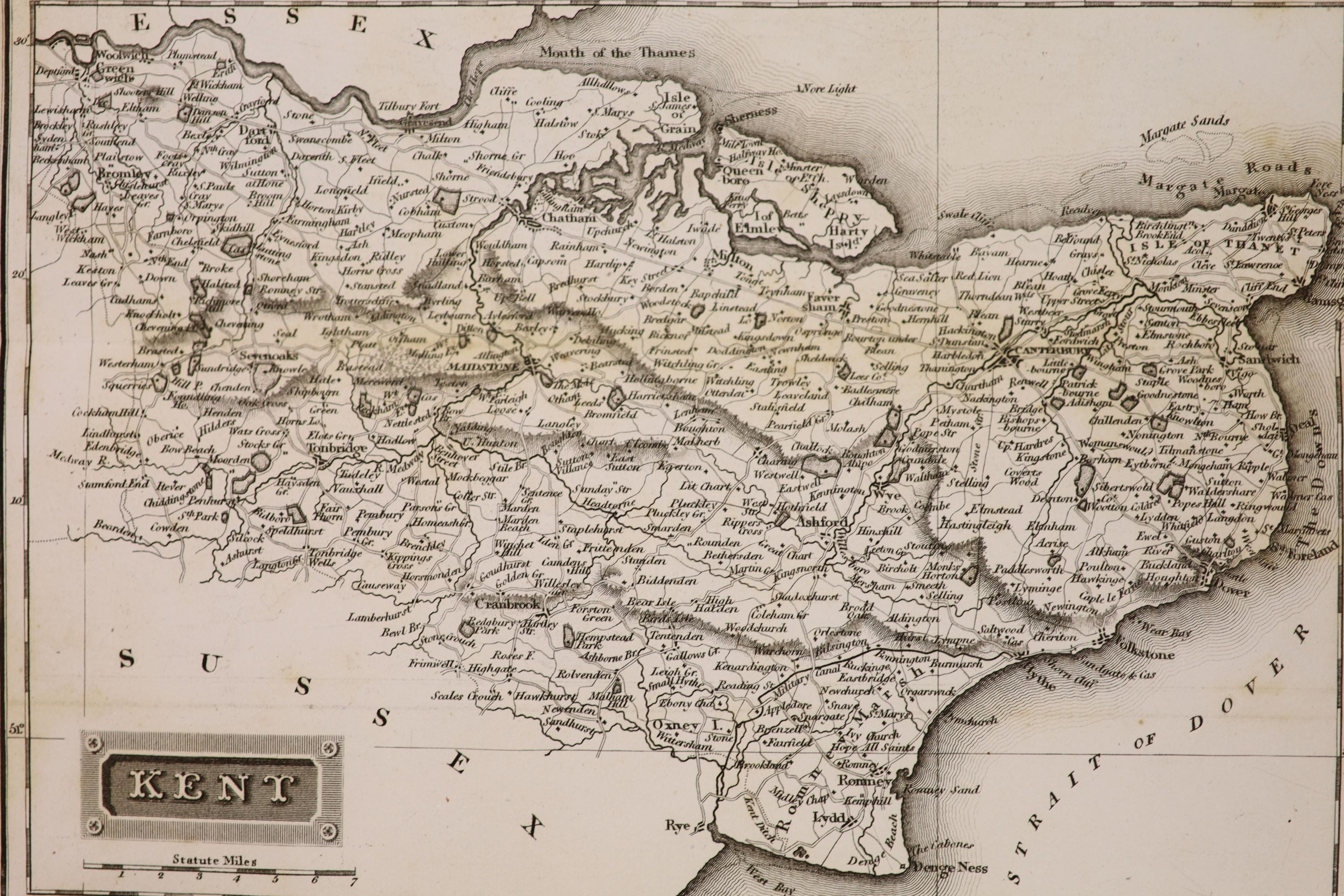 [Cromwell, Thomas] - Excursions in the County of Kent, qto, large paper edition, red morocco gilt, folding map and 44 plates, London, 1822